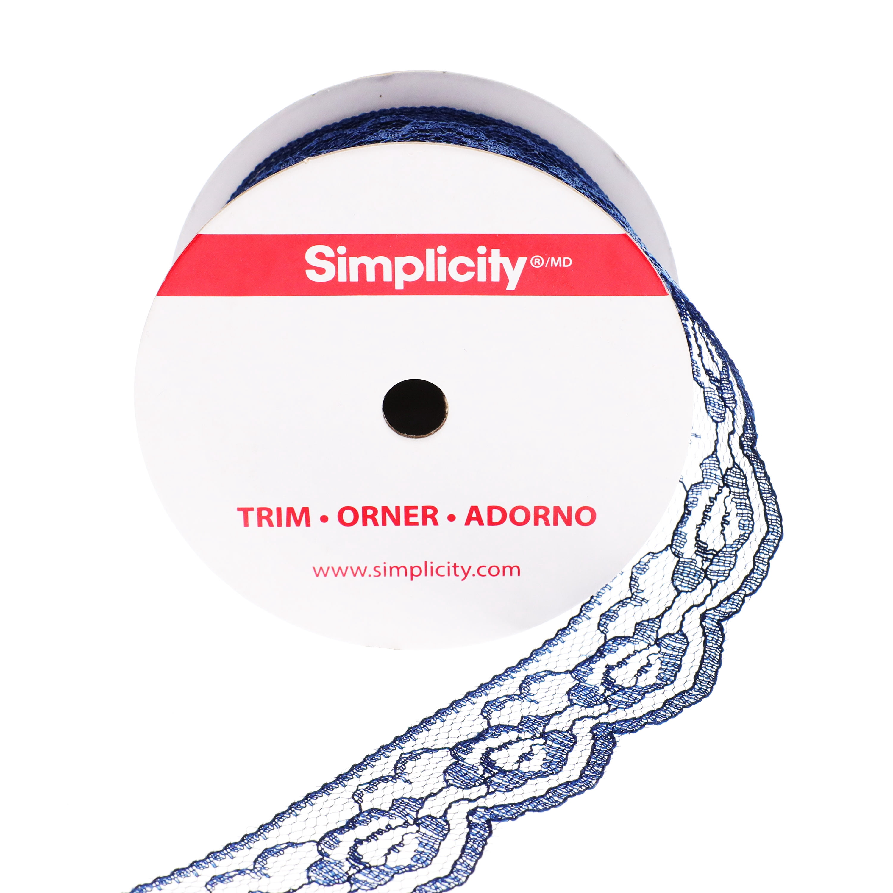(3 pack) Simplicity Trim, Navy 1 1/4 inch Rose Lace Trim Great for Apparel, Home Decorating, and Crafts, 3 Yards, 1 Each