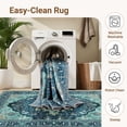 thumbnail image 4 of Jolicasa Area Rugs 8'x10', Washable Rug Non-Slip Soft Low Pile Vintage Distress Floral Rug for Living Room Bedroom Dining Room Office Decor, Teal Green Turquoise, 4 of 10