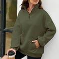 thumbnail image 4 of Quarter Zip Sweatshirts for Women 2025 Long Sleeve Stand Collared Plain Sweatshirt with Pockets Pullover Tops, 4 of 5