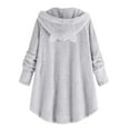 thumbnail image 5 of DxhmoneyHX Girls Long Fleece Hoodie Winter Warm Sherpa Long Sleeve Hooded Pullover Tops Fluffy Fuzzy Sweatshirts Side Slit Button Hoodies Outerwear with Pocket 5-15 Years, 5 of 7