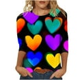 thumbnail image 2 of Vetsdori Womens 3/4 Sleeve Tops Gifts for Junior Pullover Valentine Casual Cute Graphic,Heart Print Blouses for Junior Fashion, 2 of 6