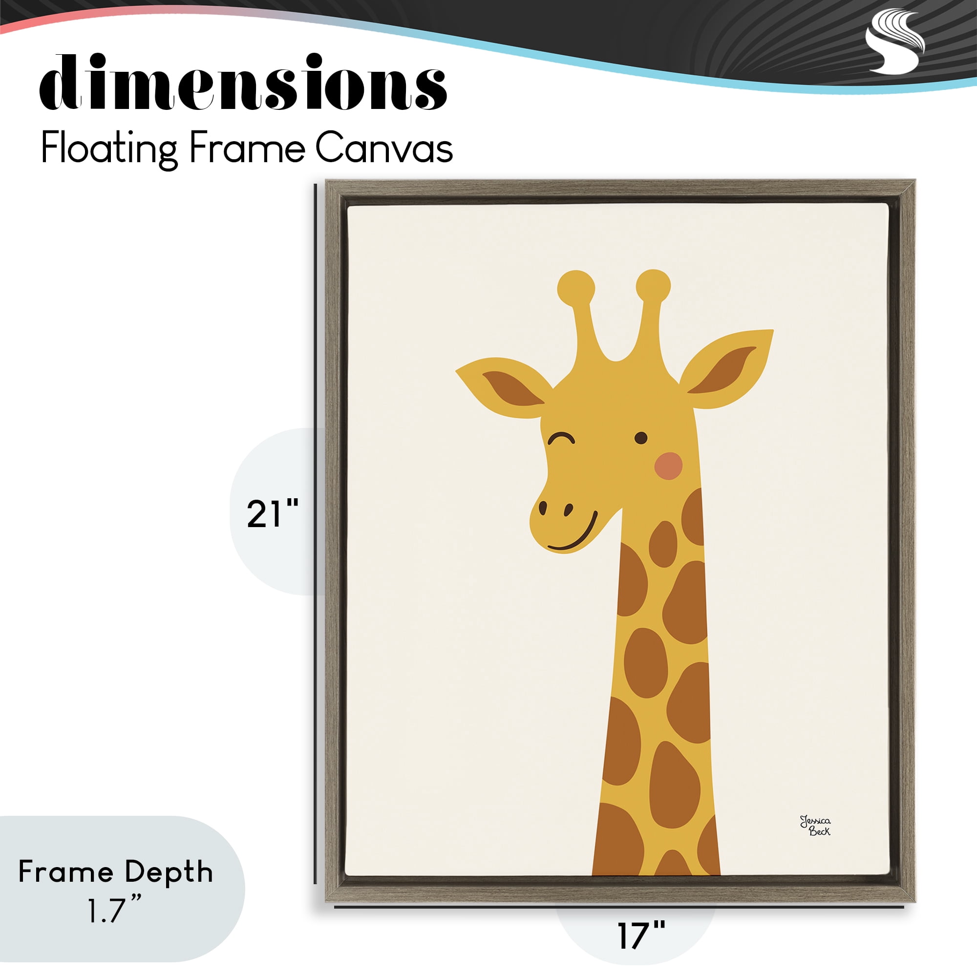 Stupell Industries Winky Giraffe Portrait Brown Framed Floater Canvas Wall Art, design by Jessica Beck