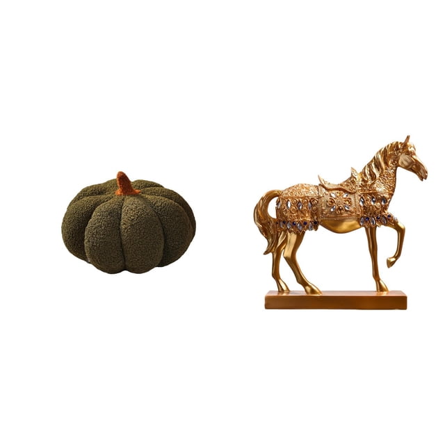 Cojines De Calabaza De Halloween, Cojines De Peluche Rellenos Para Sofá, Decoración De Dormitorio Y Figura De Caballo Decorativa, Escultura De Resina, Estatua De Animal Grabada Para
