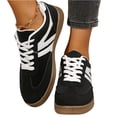 thumbnail image 6 of Women's Retro Contrast Stripe Low Top Sneakers Faux Suede Upper Lace Up Non Slip Gum Sole Casual Walking Shopping Daily Wear Ladies Fashion Shoes 36, 6 of 6