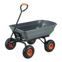 KFFKFF Garden Dump Cart, 35.8x19.5x8.2 in Dump Truck Cart, Max. 600lbs Load Capacity, 10in Rubber Tire, 180° Adjustable Handle