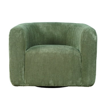 Biggs Modern Corduroy Upholstered Curved Barrel Swivel Accent Chair