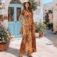 thumbnail image 3 of Psesaysky Sweat Wicking Short Sleeve Maxi Dress, Zebra Stripe Pattern Wrinkle Resistant Round Neck Women Short Sleeve Maxi Dress for Banquet Shopping Daily, 3 of 8