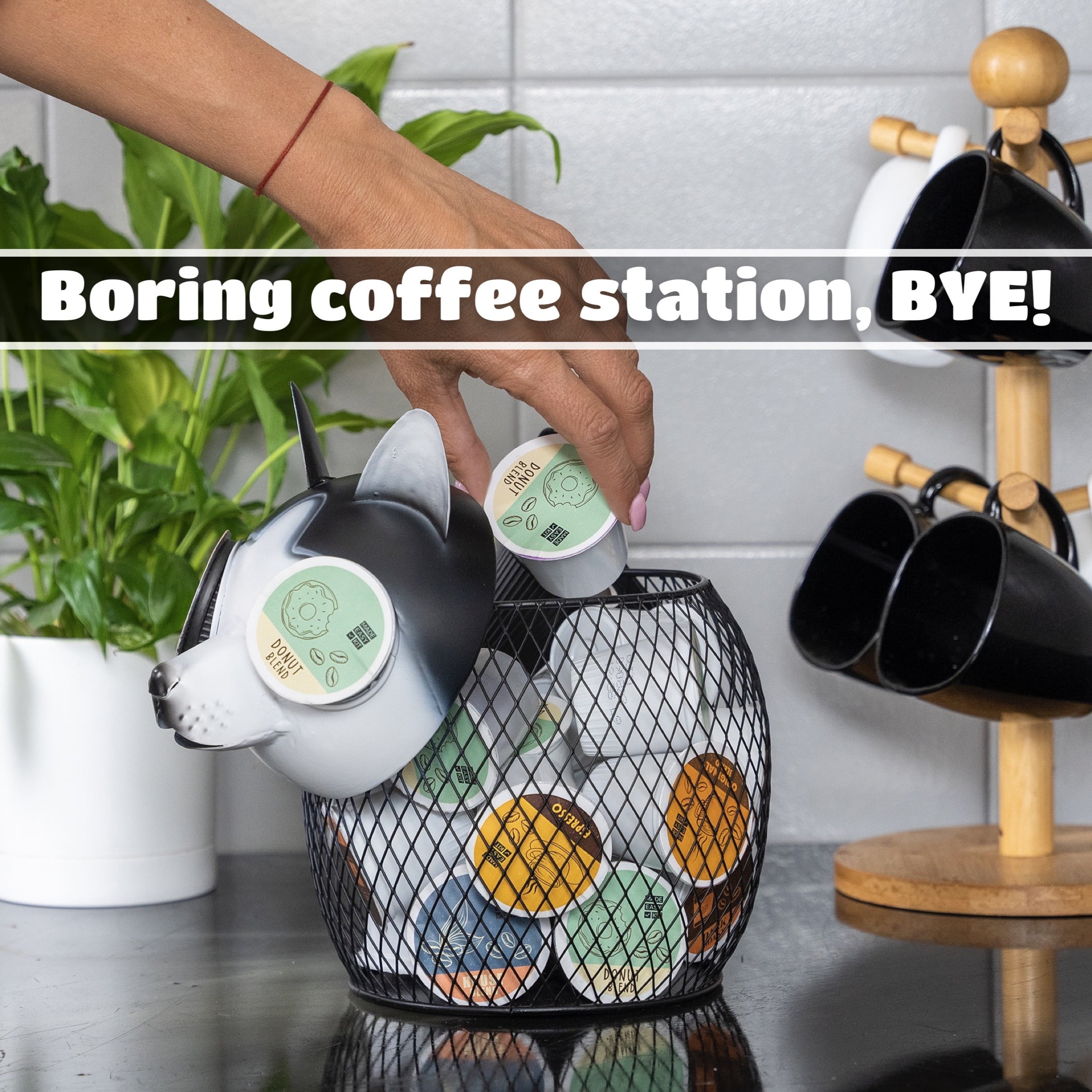 Made Easy Kit Coffee Pod Organizer - Home Coffee Bar Functional Dcor - Caf Station Countertop Storage Accessories