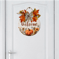 thumbnail image 5 of Kurmntregon Fall Welcome Sign For Front Door Hello Fall Porch Thanksgiving Pumpkin Autumn Leaves Sunflowers Wooden Door Hanger For Harvest Outdoor Indoor Window Wall Yard Home Decorations Round 11", 5 of 7