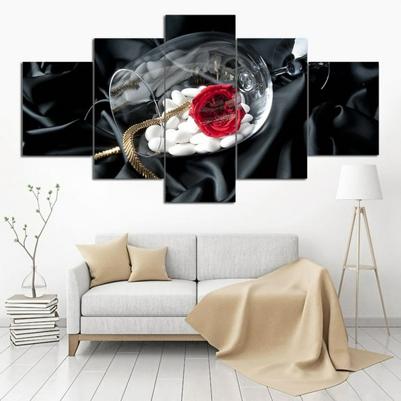 Cup of Roses 14.96" x 1.96" Painting Canvas Art Print, by YLSHRF, Set of 5