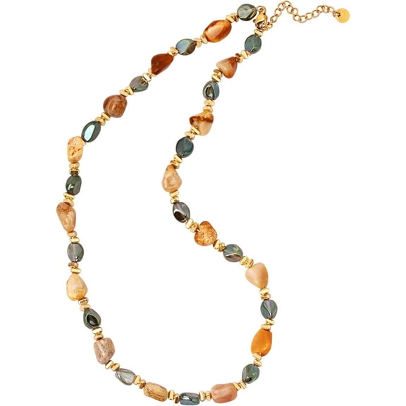 Gravel Natural Agate Crystal Beads Choker Necklace, Reflective Stone Choker, Bohemian Vintage Chunky Costume Jewelry for Women