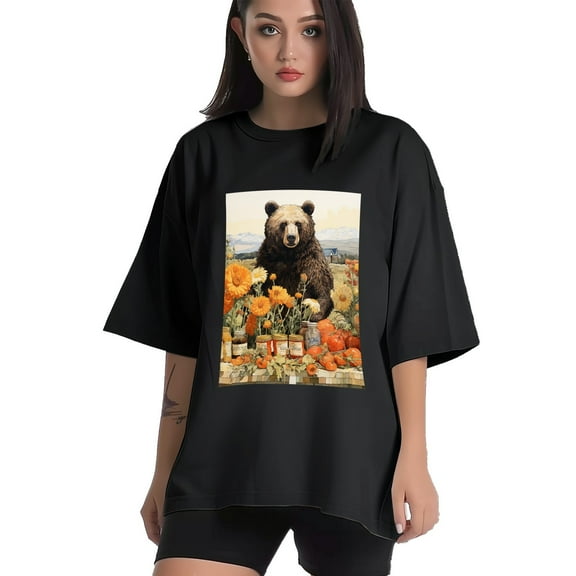 Plus Size Shirt for Women Black Tops for Women Short Sleeves Shirt for Women Bear Market Buying Honey T Shirt Crewneck Shirt for Women XS