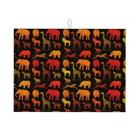 

Large Dish Drying Mats for Kitchen Counter - Animal print A 18x24In Anti-Slip Absorbent Microfiber Drying Mat for Kitchen Counter Mat Dish Rack Mat with Hanging Loop