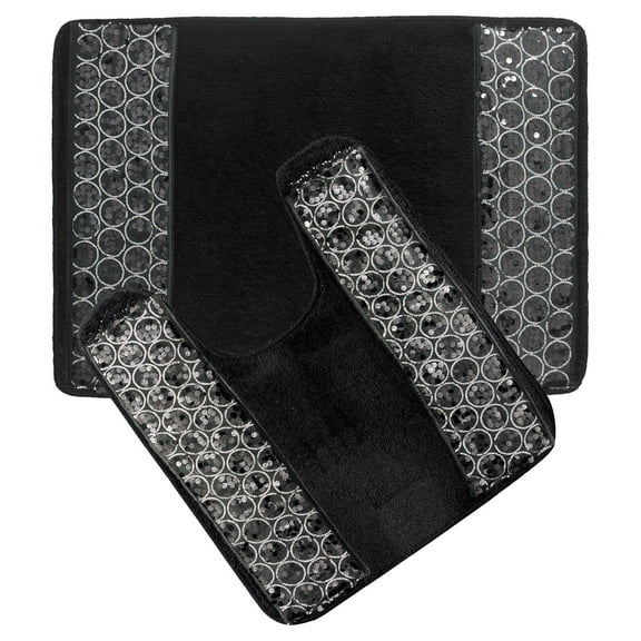 Sweet Home Collection Sinatra Banded Bathroom Rug Set