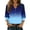 Blue, variant on Womens Ombre Print Button Down Blouse 3/4 Sleeve Design Breathable Fabric Relaxed Silhouette for Office Wear Blue S