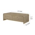 thumbnail image 4 of Maria Coffee Table, 2 Drawer and Waterfall Style, Beige Wood 47 Inch, 4 of 5