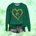 thumbnail image 2 of Saint Patricks Day Shirt Women Long Sleeve Casual Tops Heart Shamrock Shirt Graphic Pullover Crewneck Sweatshirt Irish Festival Outfit, 2 of 4