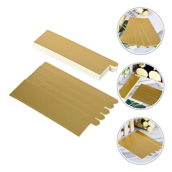 Worgeous 100Pcs Gold Rectangular Paper Cake Serving Trays with Mousse Bottom Plate Cardboard