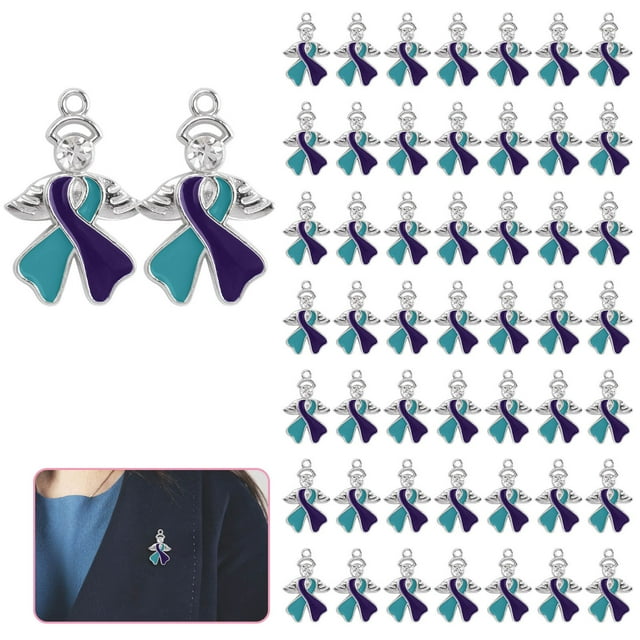 Alloy Angel Brooche With Like & Ribbon Bow Emblem For Care & Mutual Support Groups 50 Pieces Set