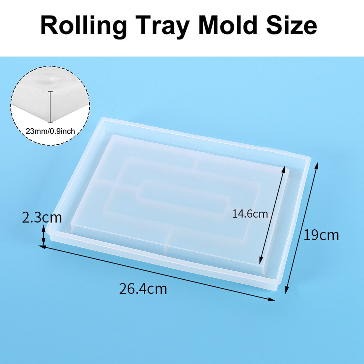 Rolling Tray Molds For Epoxy Resin Silicone Rectangle Tray Molds