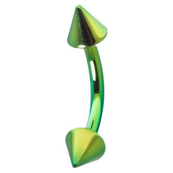 Green Anodized 14G Eyebrow Ring w/ Spike Ends