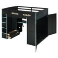 thumbnail image 2 of Mirightone Gaming Loft Bed with Desk ,Wardrobe, Ample Storage Space, and RGB LED Light, Full Size Wood Loft Bed Frame with Storage Shelve for Teens.( Blue), 2 of 7