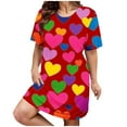 thumbnail image 1 of Kelon Nuisettes et Chemises de Nuit pour Femmes Grande Taille Robe de Nuit Décontractée pour Femmes Grande Taille Imprimé Cœur Manches Courtes Col Rond Extensibilité Moyenne Nuisette Ample Robe de Nuit de la Saint-Valentin, 1 of 4