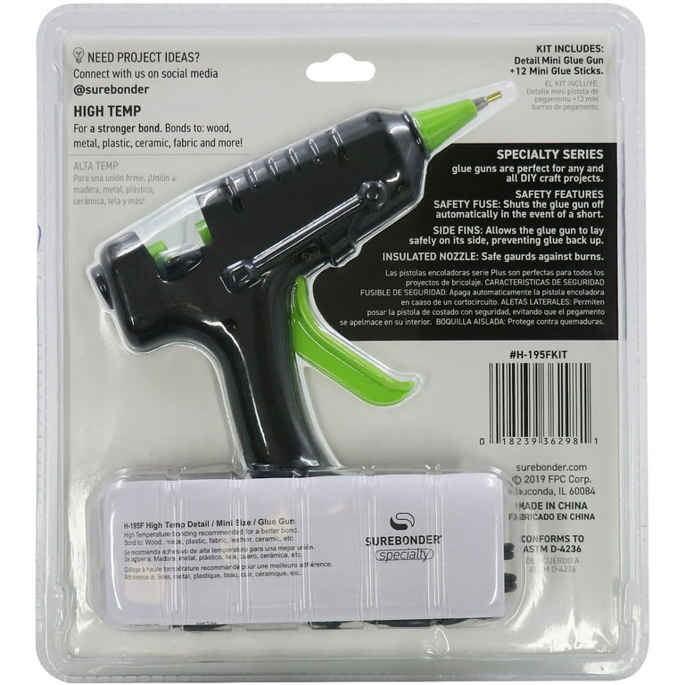 Surebonder H-195FKITW-N 20 Watt Mini Size High Temp Detail Tip Glue Gun Kit-12 Glue Sticks Included, Size: Mini Size Glue Gun