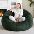 thumbnail image 3 of Large Bean Bag Chair for Adults, Oversized Memory Foam Beanbag Sofa with Soft Ice Flower Velvet Cover for Reading, Gaming & Relaxing (Green), 3 of 5