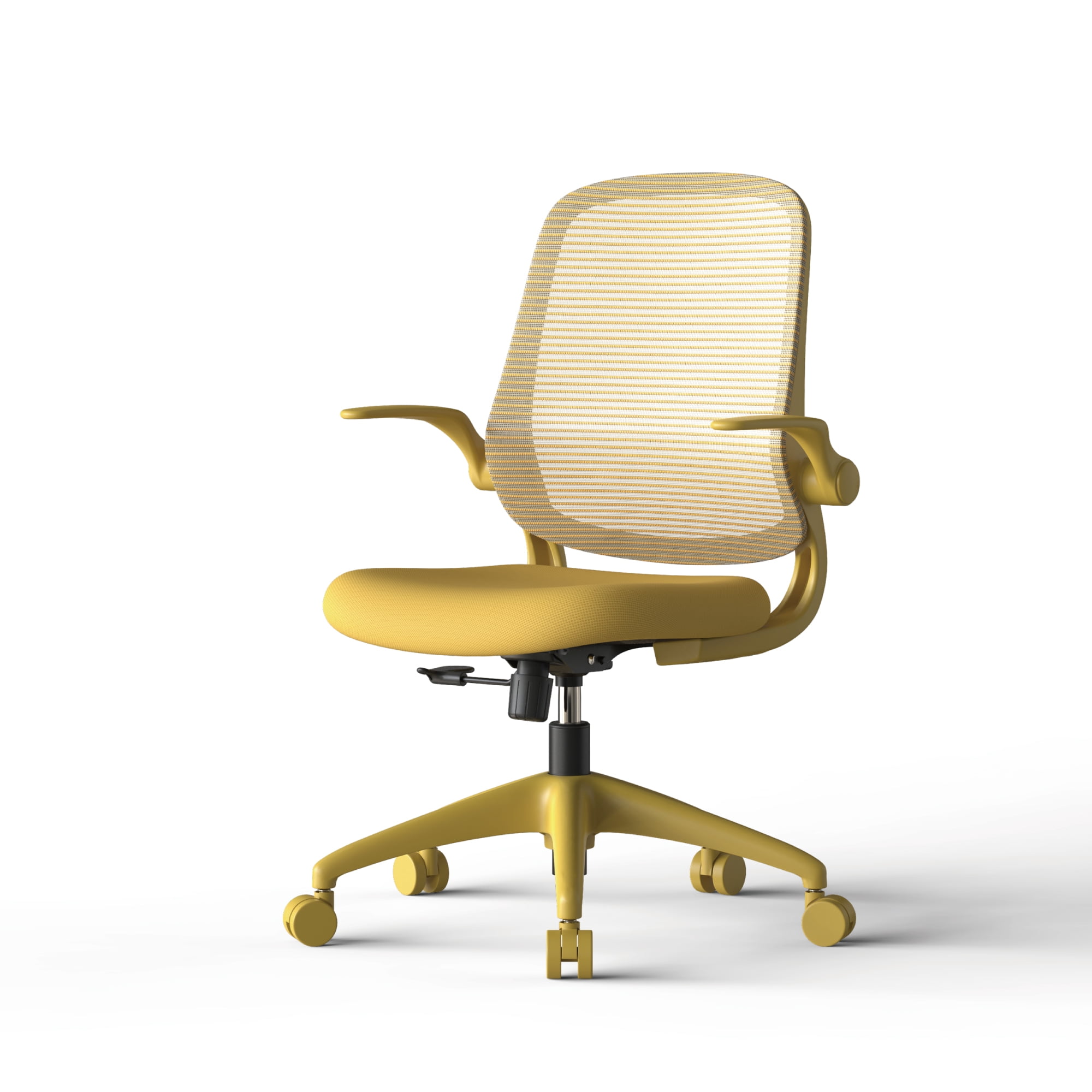 Modern Fabric Ergonomic Office Chair with 3D Flip-Up Arms, Executive Task Chair for Meeting Room, Staff Office, Yellow