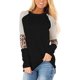 thumbnail image 1 of Blusas casuales de manga larga con estampado de leopardo y bloques de color para mujer, cuello redondo y rayas, 1 of 6