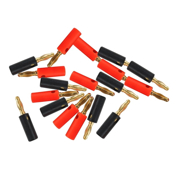 Poppstar 4x Bananas Altavoces; Banana Conector Para Cable De Altavoz (hasta 6mm²), (2x Negro, 2x Rojo), Contactos Dorados 24k