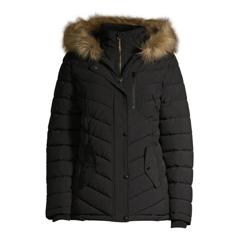 Swiss Tech Women s Bibbed Solarball Puffer Coat with Faux Fur