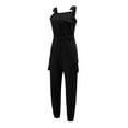 thumbnail image 2 of Listenwind Women Cargo Playsuit Sleeveless Jumpsuit With Pocket And Belt Elegant Pencil Pants Casual Loose Overalls, 2 of 7