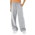 thumbnail image 6 of Women's Casual Joggers Sweatpants Solid Color Drawstring High Waist Wide Leg Trousers, 6 of 8