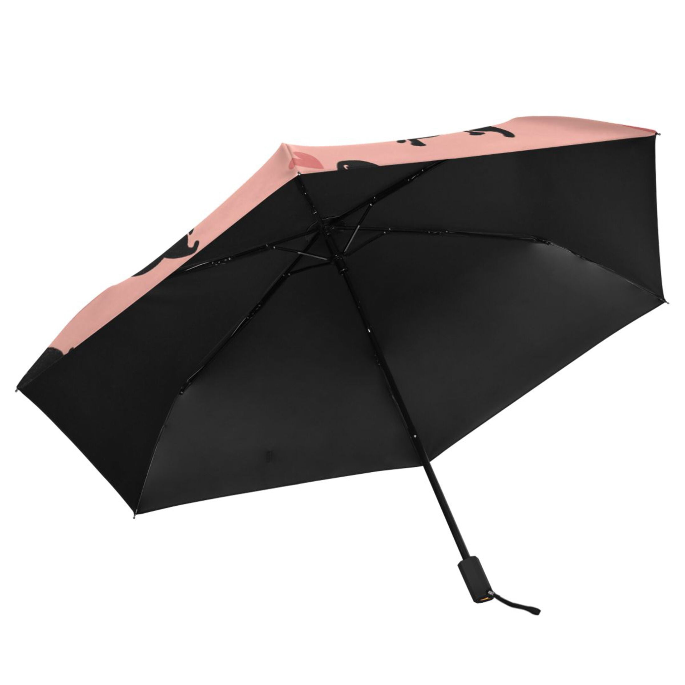 Dachshund Dog with Hearts Valentine All Weather Umbrella Triple Folding Parasol 6 Ribs UV Protection Portable