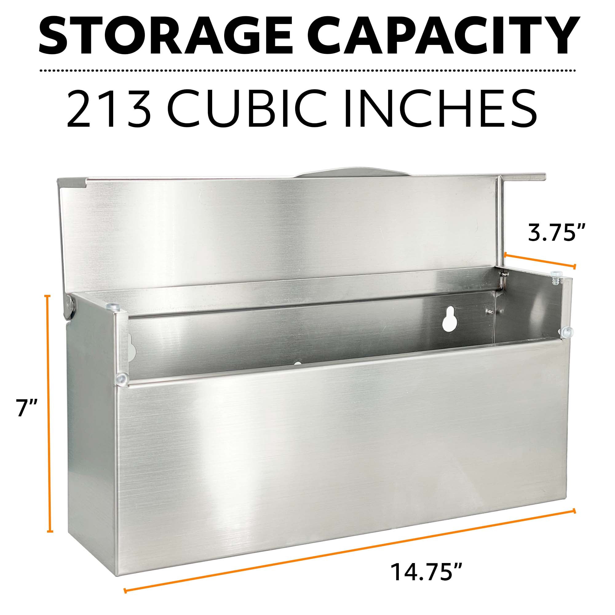 Rainproof Stainless Steel Mailbox for Walls (14.75'' x 3.75'' x 7'')