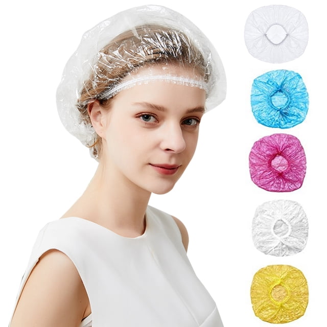 400PCS Shower Cap Waterproof Disposable Plastic Hair Bath Cap Shampoo Cap