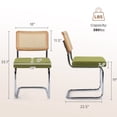 thumbnail image 5 of LOGYAT 2-Pack Modern Dining Chairs Set, Handwoven Rattan Back with Chrome Metal Base, Padded Cotton Fabric Seat, Ideal for Kitchen Dining Room, Green, 5 of 6