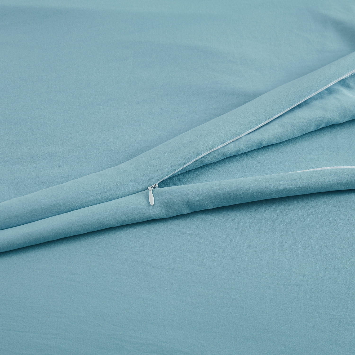 JML 2 Piece Duvet Cover Set, Soft Washed Brushed Microfiber Bedding Set Twin, Solid Blue