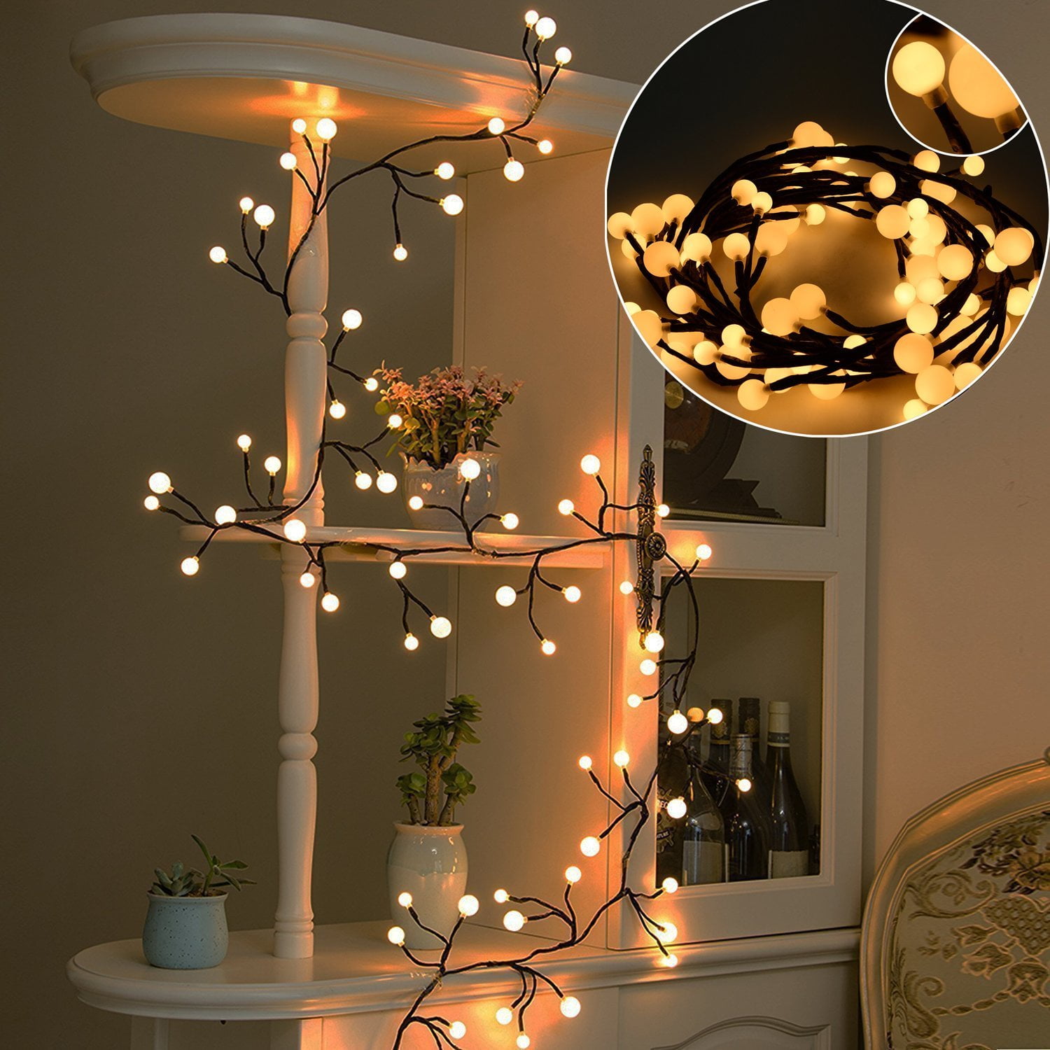 23FT Long LED String Lights Warm White Christmas Decorative Lights
