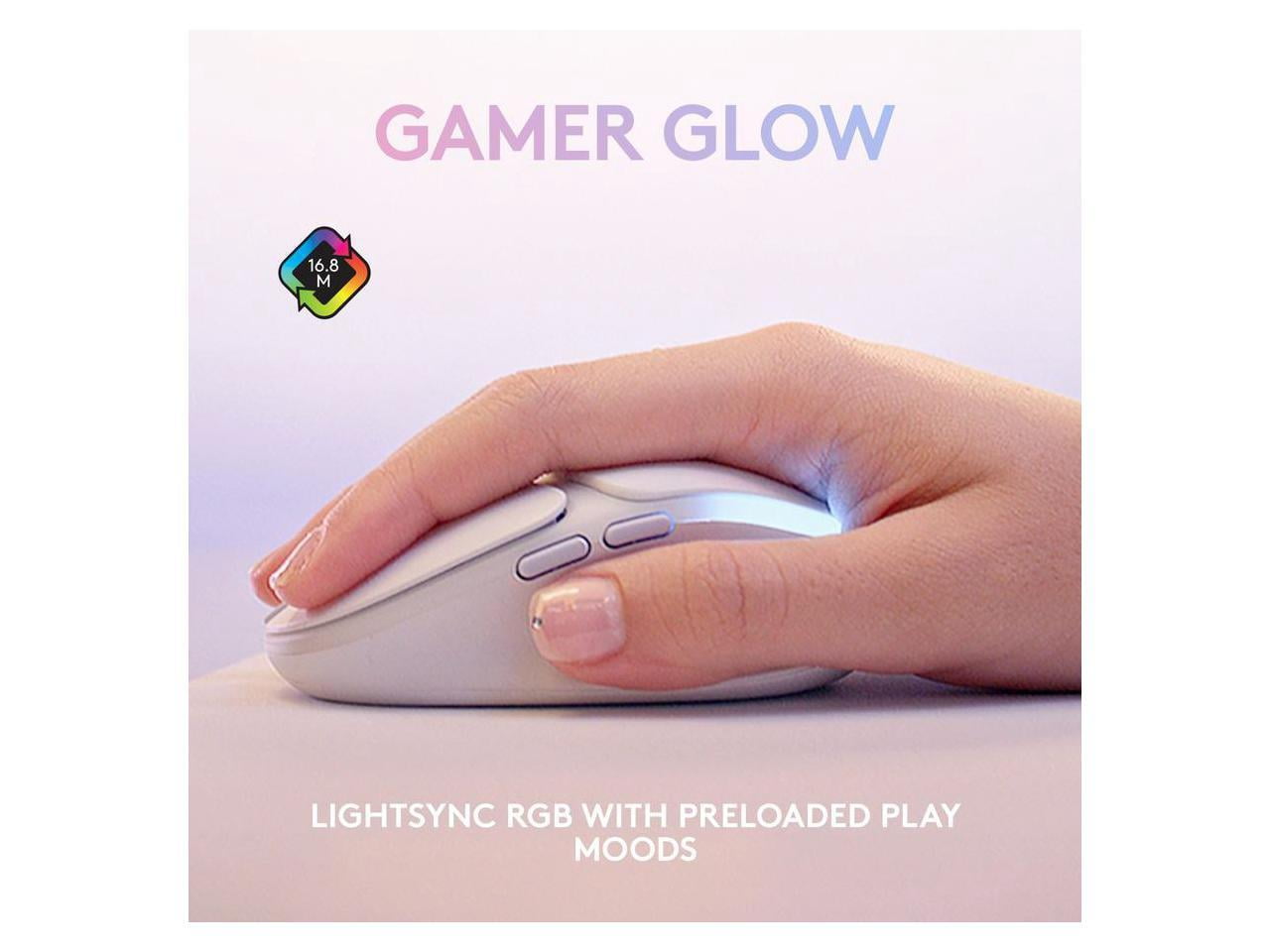 Logitech G705 Wireless Customizable Mouse, Wireless, PC/Mac/Laptop - Lighting, Bluetooth White Connectivity, Lightweight, Gaming LIGHTSYNC Lightspeed RGB Mist