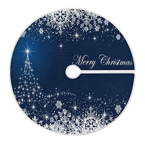 Falda de árbol de Navidad ATTX copos de nieve azules 120 cm