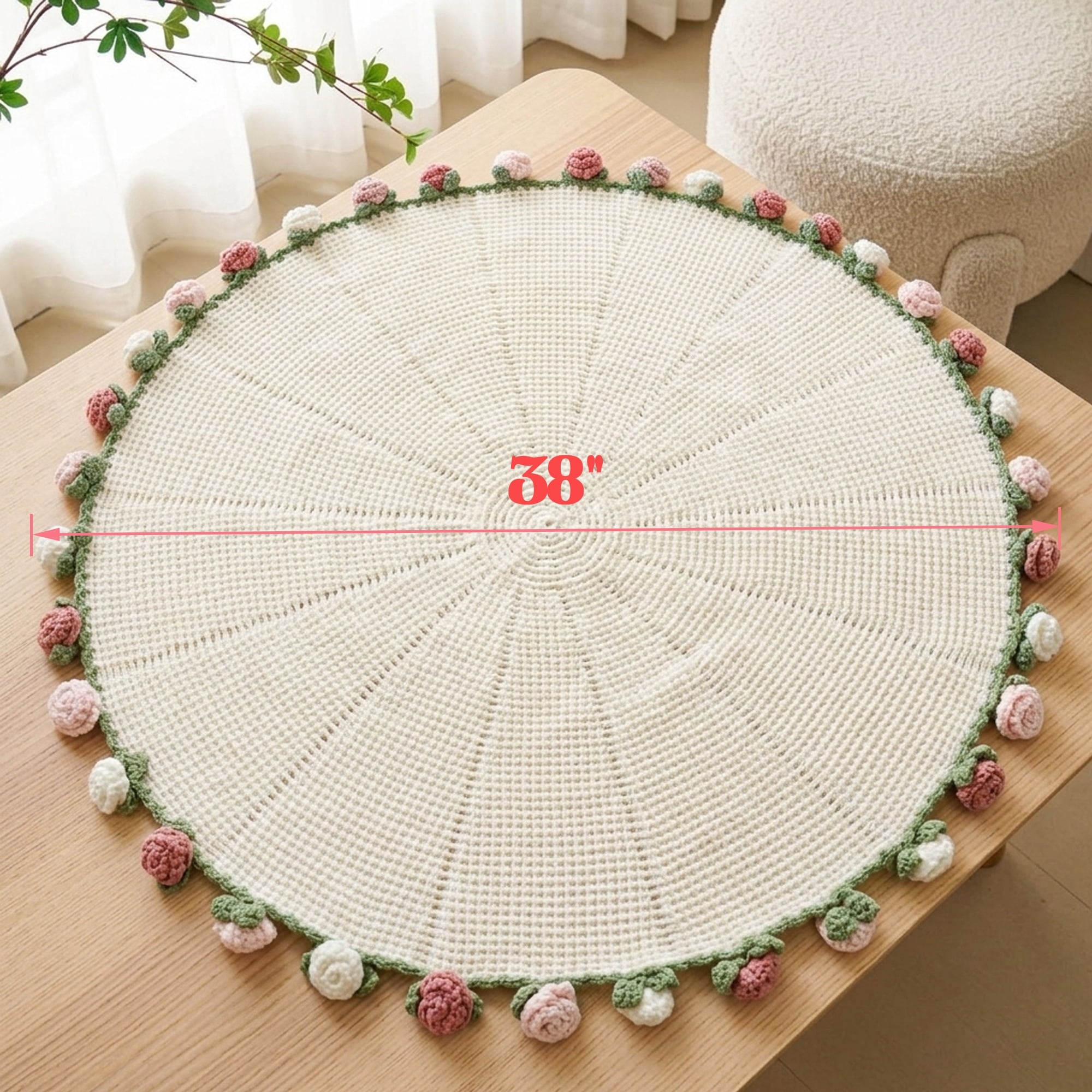 Hyindoor 38" Rose Flower Bouquet Blanket, Soft and Lightweight 3 Color Rose Knitted Throw Blankets Gifts for Birthday Wedding Mother's Day Valentine’s Day Christmas Home Decor