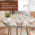 thumbnail image 3 of Easter Rabbit Round Tablecloth 55-60 Inch Round Fitted Table Cloth with Elastic Edge, Spring Rabbit Flowers Leaves Farmhouse Waterproof Table Cover Protector for Outdoor Picnic Party Dining, 3 of 6