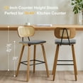 thumbnail image 5 of WOOW DEPOT 26" Counter Height Bar Stool Set of 4, w/ Rattan Mid Back Upholstered Modern PU Wooden Stool Barstool Chair for Kitchen Island Pub, 5 of 12