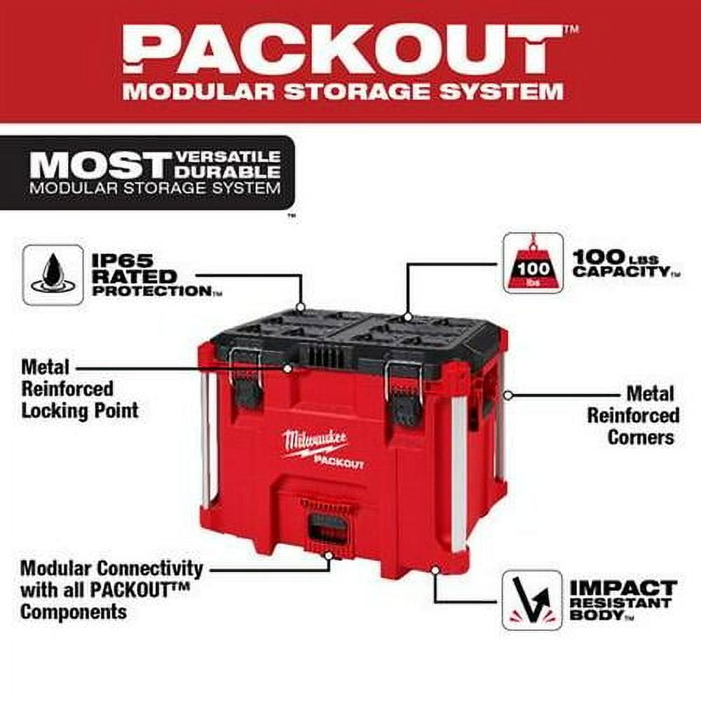 Milwaukee Tool PACKOUT XL Tool Box, Impact-Resistant, Polymer, Black/Red, 22 in W x 16 in D x 19 in H
