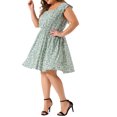 thumbnail image 4 of Agnes Orinda Women's Plus Size Summer Dresses Floral Print Tie Back Square Neck Ruffle Short Sleeve Casual Midi Dress with Pocket 4X Green, 4 of 6