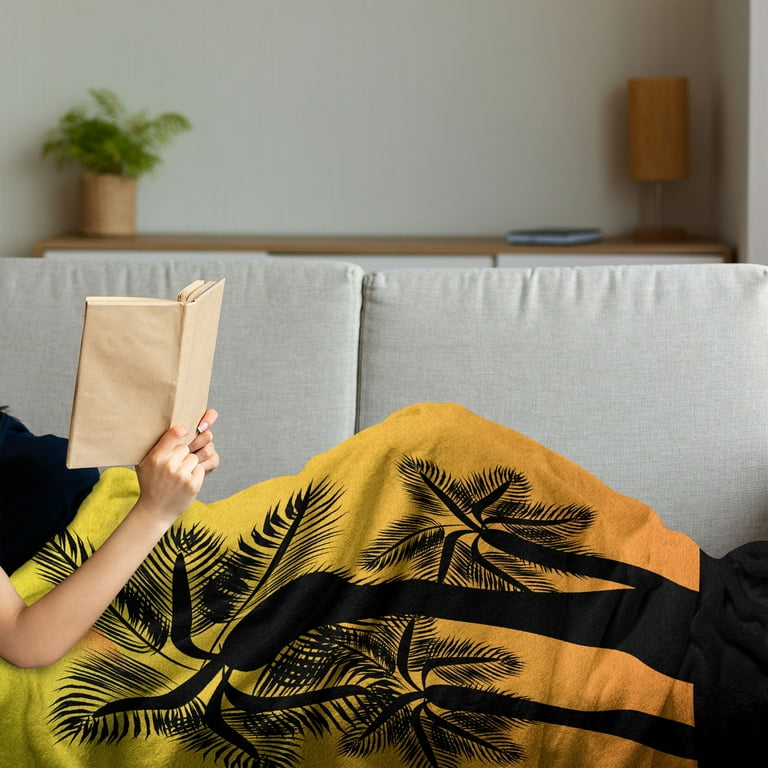 Summer Soft Flannel Fleece Throw Blanket, Ombre Sunset with