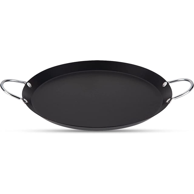 Alpine Cuisine Antiadhésif Rond Comal 11-Inch - Tortilla Comal en Acier au Carbone Noir avec Double Poignée - Comal Durable et Robuste pour la Cuisson - Chauffage Uniforme et Longue Durée - Batterie de Cuisine Polyvalente